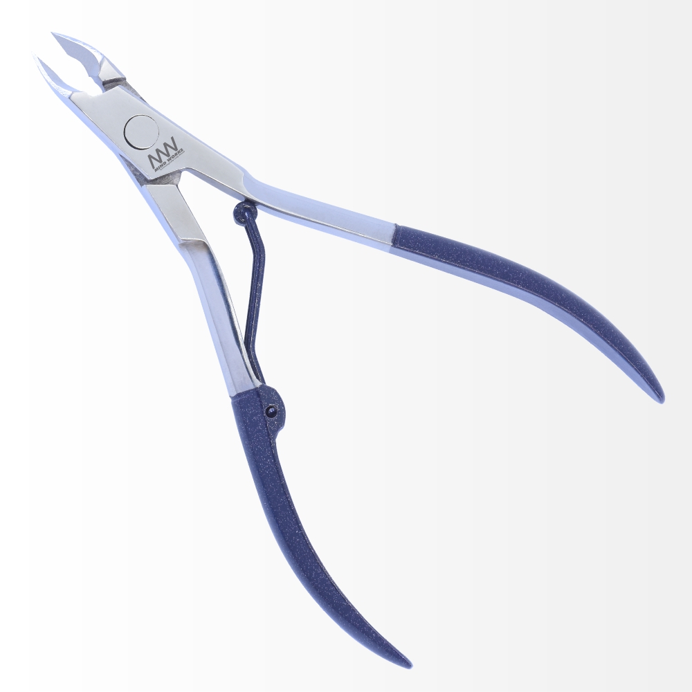Stainless Steel Precision Cuticle Nipper Dark Blue Glitter Coated Color