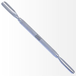 Stainless Steel Dual Scooped Head Cuticle Pusher With Antiskid Secured Textured Grip