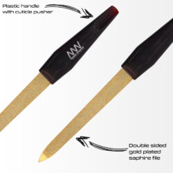 Alternative view of Double Sided Large Size Gold Plated Sapphire Nail File With Cuticle Pusher