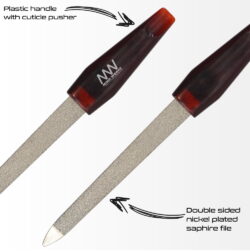 Alternative view of Double Sided Large Size Nickel Plated Sapphire Nail File With Cuticle Pusher