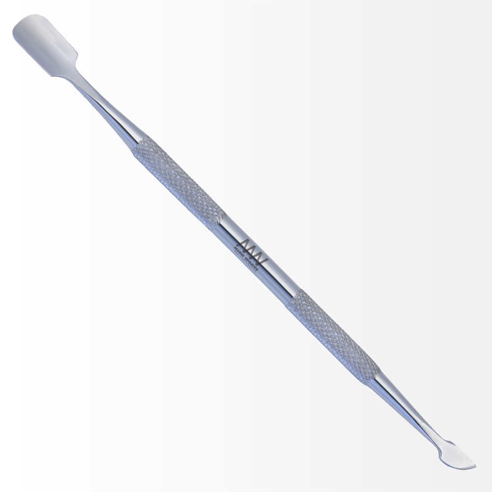 Stainless Steel Cuticle Pusher & Knife With Antiskid Secured Textured Grip