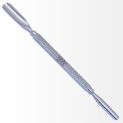 Stainless Steel Dual Scooped Head Cuticle Pusher With Antiskid Secured Textured Grip