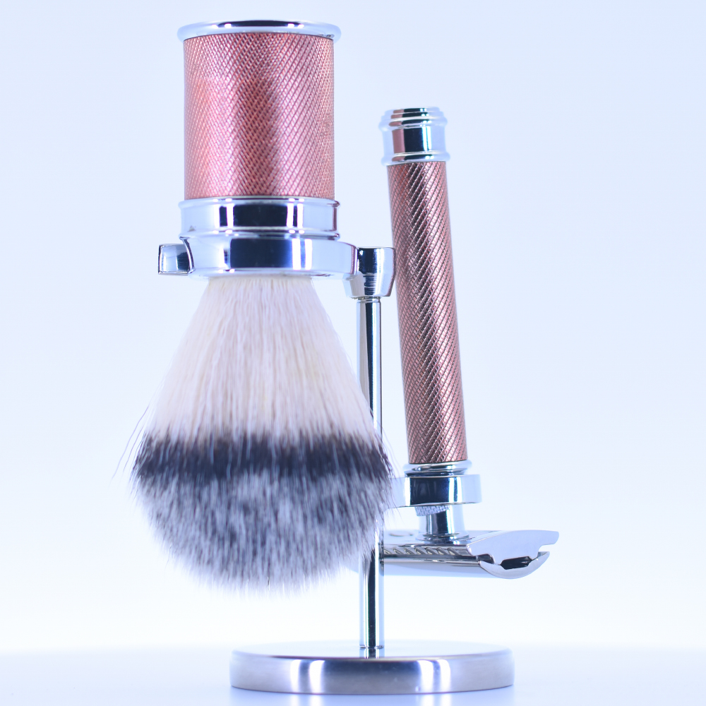 Professional Stainless Steel Shaving Brush & Safety Razor Stand Chrome Finished With Solid Weighted Base