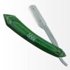 Heavy Duty Stainless Steel Folding Barber Tools Straight Edge Shaving Razor With Green Color Stylish Wooden Handle