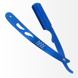 Heavy Duty Stainless Steel Folding Barber Tools Shavette Straight Edge Shaving Razor With Blue Color Plasma Coating