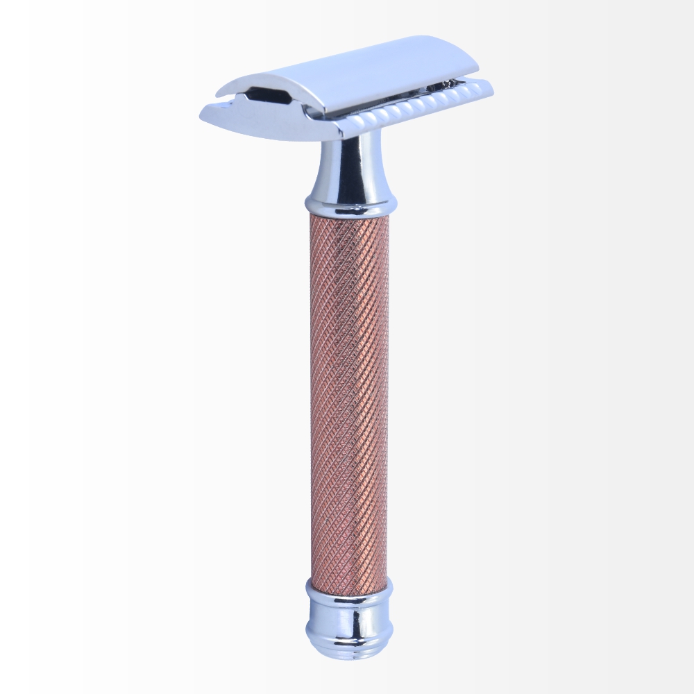 Professional Heavy Duty Stainless Steel Double Edge Safety Razor For Men Rose Gold Color Plasma Coated